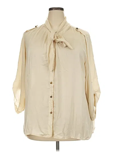 Pre-owned Daisy Fuentes 3/4 Sleeve Blouse In Ivory