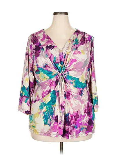 Pre-owned Daisy Fuentes 3/4 Sleeve Blouse In Purple