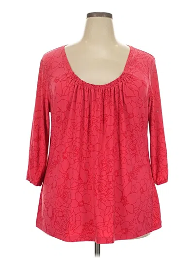 Pre-owned Daisy Fuentes 3/4 Sleeve Blouse In Red