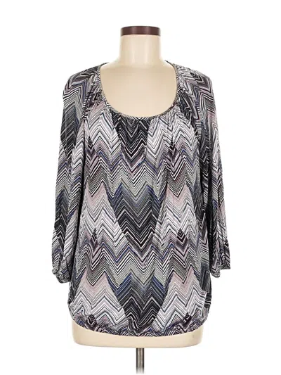 Pre-owned Daisy Fuentes 3/4 Sleeve Blouse In Silver