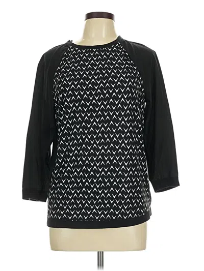 Pre-owned Daisy Fuentes 3/4 Sleeve Top Black Crew Neck Tops