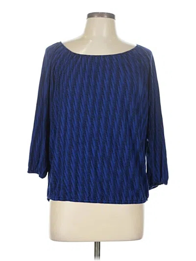 Pre-owned Daisy Fuentes 3/4 Sleeve Top Blue Boatneck Tops