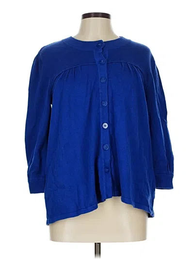Pre-owned Daisy Fuentes Cardigan Sweater In Blue