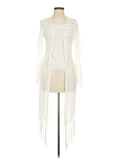 Pre-owned Daisy Fuentes Cardigan Sweater In White