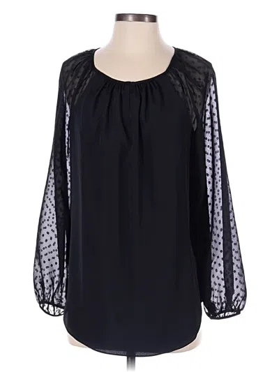 Pre-owned Daisy Fuentes Long Sleeve Blouse In Black