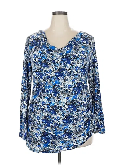 Pre-owned Daisy Fuentes Long Sleeve Blouse In Blue
