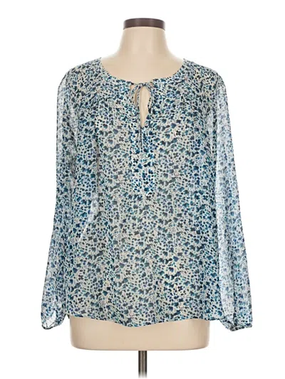 Pre-owned Daisy Fuentes Long Sleeve Blouse In Blue