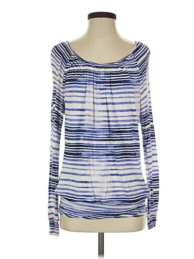 Pre-owned Daisy Fuentes Long Sleeve Blouse In Blue
