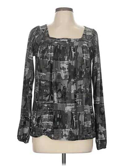 Pre-owned Daisy Fuentes Long Sleeve Blouse In Gray