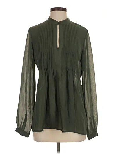 Pre-owned Daisy Fuentes Long Sleeve Blouse In Green