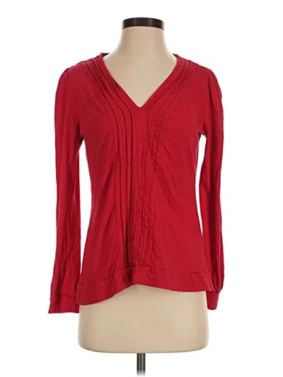 Pre-owned Daisy Fuentes Long Sleeve Blouse In Red