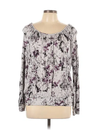 Pre-owned Daisy Fuentes Long Sleeve Blouse In Silver