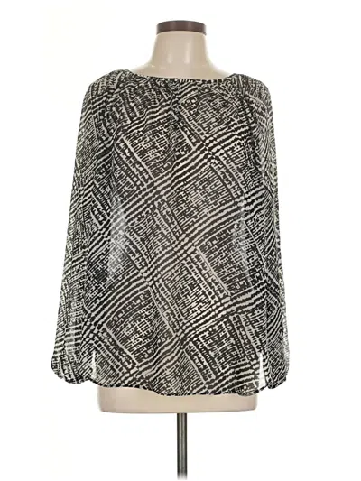 Pre-owned Daisy Fuentes Long Sleeve Blouse In Silver