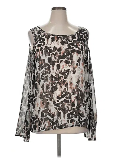 Pre-owned Daisy Fuentes Long Sleeve Blouse In Silver
