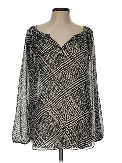 Pre-owned Daisy Fuentes Long Sleeve Blouse In Silver