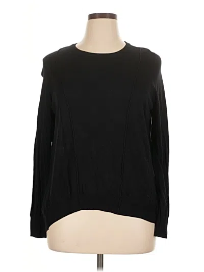 Pre-owned Daisy Fuentes Long Sleeve Top Black Crew Neck Tops