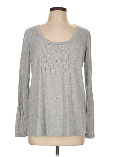 Pre-owned Daisy Fuentes Long Sleeve Top Gray Scoop Neck Tops