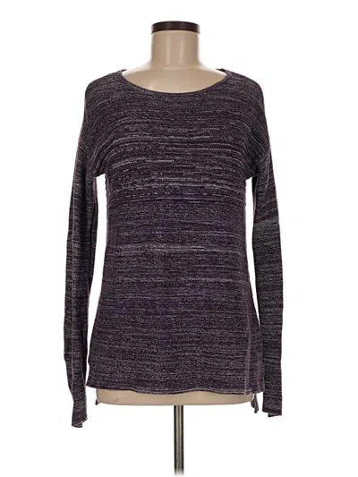 Pre-owned Daisy Fuentes Long Sleeve Top Purple Boatneck Tops