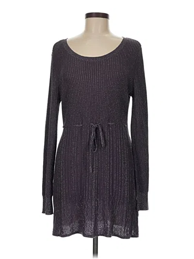 Pre-owned Daisy Fuentes Long Sleeve Top Purple Square Neckline Tops