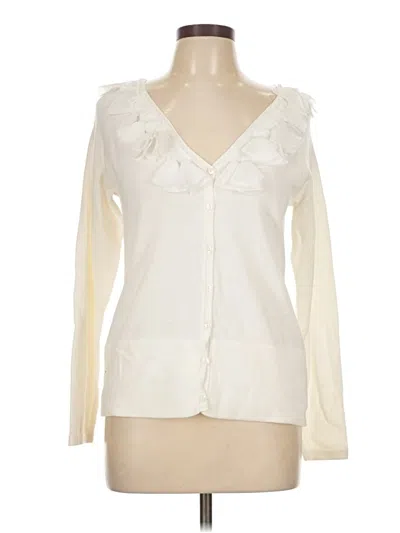 Pre-owned Daisy Fuentes Long Sleeve T-shirt In Ivory