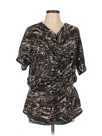 Pre-owned Daisy Fuentes Short Sleeve Blouse In Black