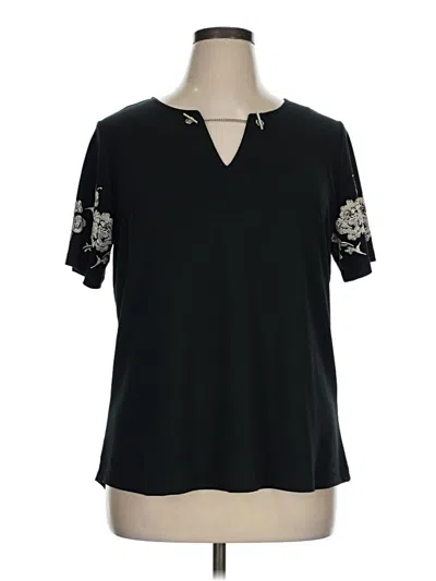 Pre-owned Daisy Fuentes Short Sleeve Blouse In Black