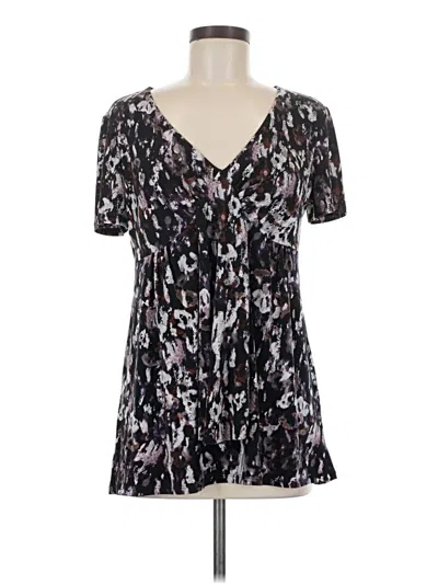 Pre-owned Daisy Fuentes Short Sleeve Blouse In Black