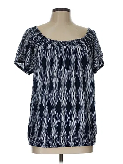 Pre-owned Daisy Fuentes Short Sleeve Blouse In Blue