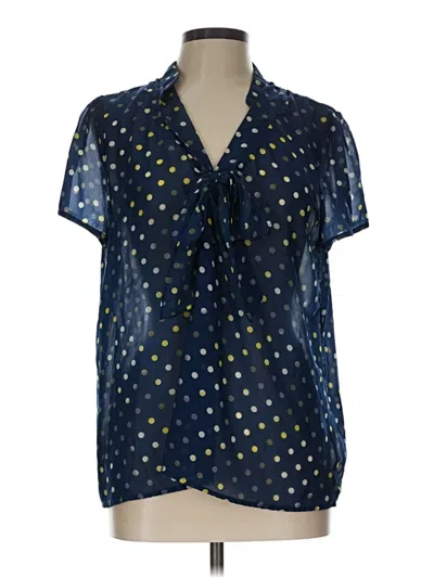 Pre-owned Daisy Fuentes Short Sleeve Blouse In Blue