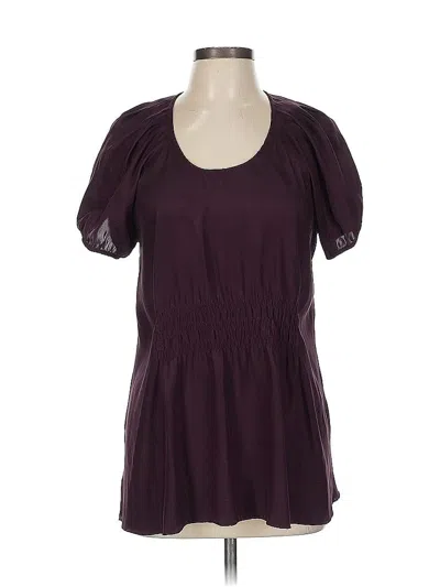 Pre-owned Daisy Fuentes Short Sleeve Blouse In Burgundy
