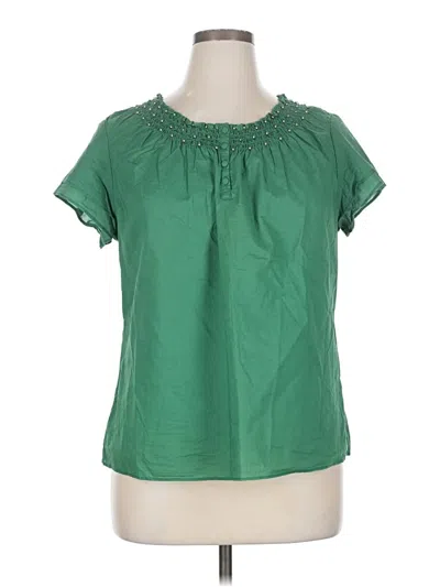 Pre-owned Daisy Fuentes Short Sleeve Blouse In Green
