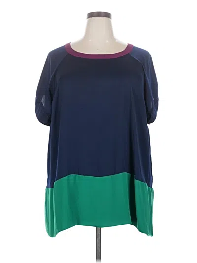 Pre-owned Daisy Fuentes Short Sleeve Blouse In Teal