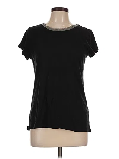 Pre-owned Daisy Fuentes Short Sleeve Top Black Crew Neck Tops