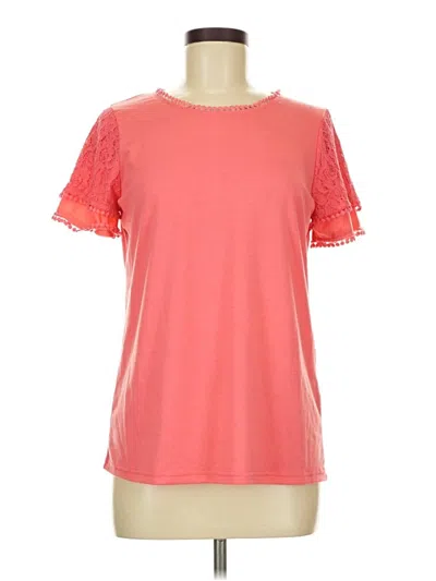 Pre-owned Daisy Fuentes Short Sleeve Top Orange Cold Shoulder Neckline Tops