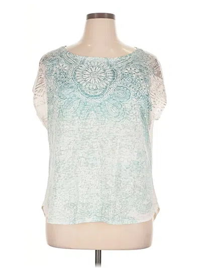 Pre-owned Daisy Fuentes Short Sleeve Top Teal Boatneck Tops