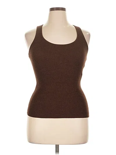 Pre-owned Daisy Fuentes Tank Top Brown Halter Neckline Tops