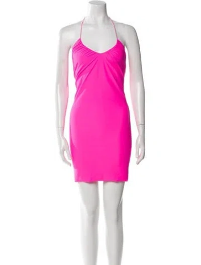 Pre-owned Daisy Halterneck Mini Dress In Pink
