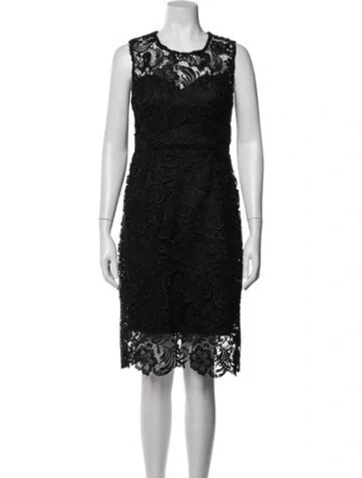 Pre-owned Daisy Lace Pattern Knee-length Dress In Black