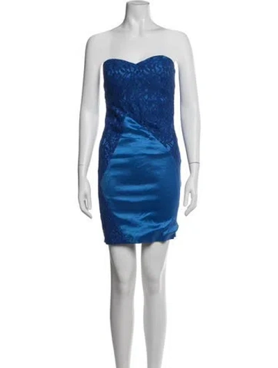 Pre-owned Daisy Lace Pattern Mini Dress In Blue