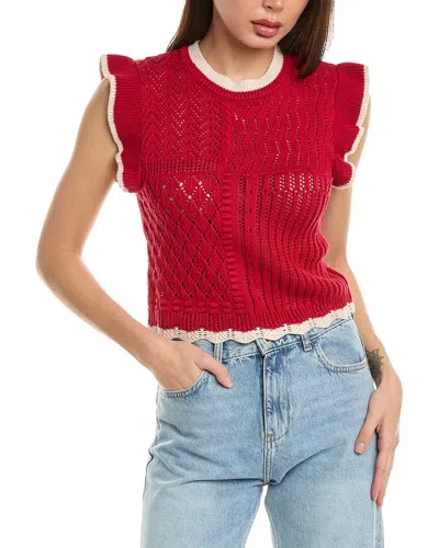 Daisy Lane Ruffle Sweater Vest In Red