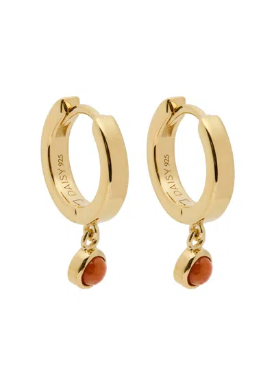 Daisy London Healing Stone 18kt Gold-plated Hoop Earrings In Red
