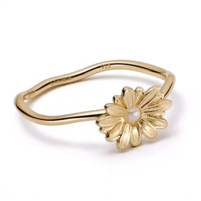 Daisy London Pearl Flower Ring In Metallic