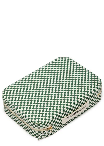 Daisy London X Shrimps Large Checked Jewellery Case In Green