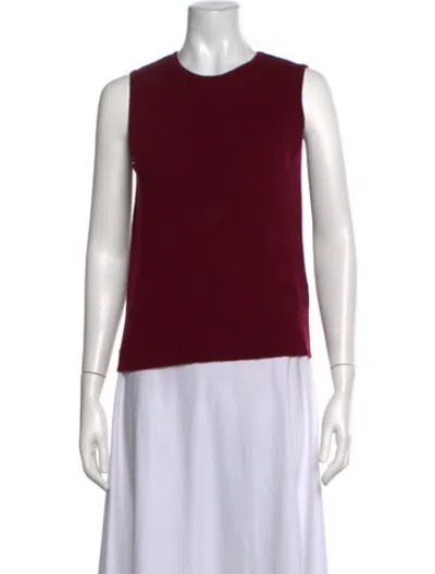 Pre-owned Daisy Merino Wool Crew Neck Sweater In Burgundy