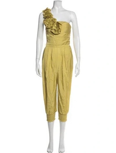 Pre-owned Daisy One-shoulder Jumpsuit In Yellow
