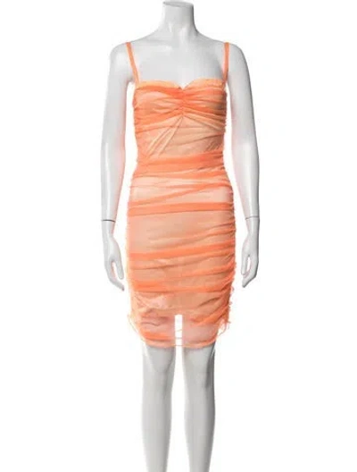 Pre-owned Daisy Plunge Neckline Mini Dress In Orange