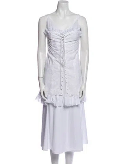 Pre-owned Daisy Scoop Neck Sleeveless Tunic In White