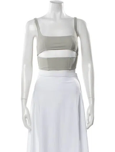 Pre-owned Daisy Square Neckline Sleeveless Crop Top In Gray