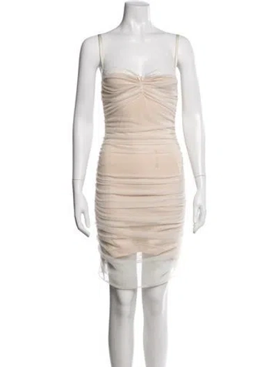 Pre-owned Daisy Strapless Mini Dress In Neutral