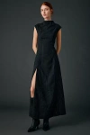 Daisy Street Avalon Pinstripe High Neck Maxi Dress In Black, Women's At Urban Outfitters In Black